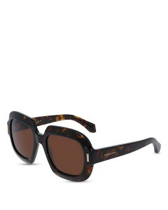 【送料無料】 フェラガモ レディース サングラス・アイウェア アクセサリー Rivert Oversized Square Sunglasses 54mm Dark Tortoise
