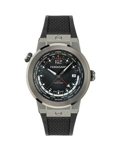 tFK fB[X ANZT[ rv FERRAGAMO F-80 GMT Worldtime Silicone Watch 43mm Black ubN