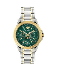 FT[` fB[X ANZT[ rv Versace V-Galaxy Moonphase Watch 43mm Green/Two Tone O[