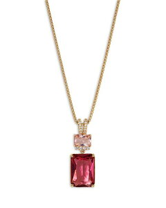 yz ifB[ fB[X lbNXE`[J[Ey_ggbv ANZT[ Macaron Cubic Zirconia Double Drop Pendant Necklace in 18K Gold Plated 16"-18" Gold/Pink