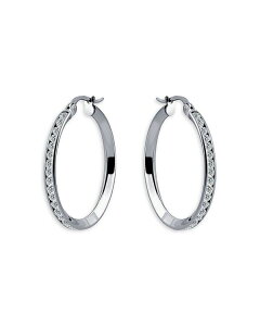 ANA fB[X ANZT[ sAXECO AQUA Cubic Zirconia Channel Set Hoop Earrings in Sterling Silver - Exclusive Silver Vo[