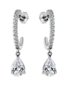ANA fB[X ANZT[ sAXECO AQUA Cubic Zirconia Pear Shape Charm Half Hoop Earrings in Sterling Silver - Exclusive Silver Vo[