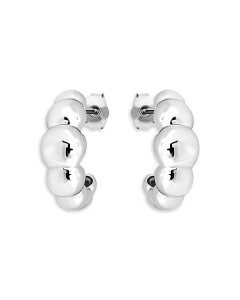 ANA fB[X ANZT[ sAXECO AQUA Beaded Croissant Half Hoop Earrings in Sterling Silver - Exclusive Silver Vo[