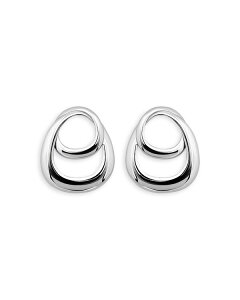 ANA fB[X ANZT[ sAXECO AQUA Double Interlocking Front Facing Hoop Earrings in Sterling Silver - Exclusive Silver Vo[