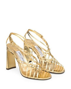 yz W~[`[ fB[X T_ V[Y Women's Felice 95 Embellished Metallic High Heel Sandals Light Gold