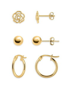ANA fB[X ANZT[ sAXECO AQUA Flower Sphere & Hoop Earrings Set of 3 - Exclusive Gold S[h