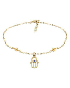 ANA fB[X ANZT[ uXbgEoOEANbg AN AQUA Blue Pav Hamsa Hand Ankle Bracelet - Exclusive Gold S[h