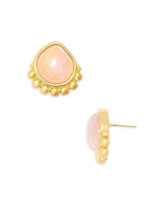 ANA fB[X ANZT[ sAXECO AQUA Rose Quartz Stud Earrings 0.9"L - Exclusive Pink/Gold sN