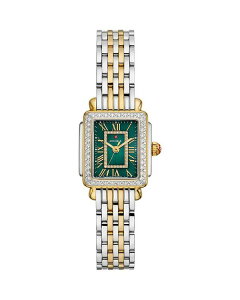 �~�b�V�F�� ���f�B�[�X �A�N�Z�T���[ �r���v �~�j MICHELE Deco Madison Mini Watch 23mm x 24mm Green/Two Tone �O���[��