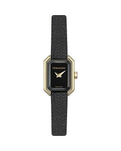 tFK fB[X ANZT[ rv v` U[ FERRAGAMO Crystal Petite Leather Watch 15mm x 20mm Black/Black ubN