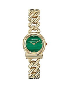 tFK fB[X ANZT[ rv FERRAGAMO Gancini Twisted Chain Bracelet Watch 28mm Green/Gold O[