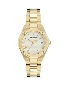 tFK fB[X ANZT[ rv FERRAGAMO Edge Bracelet Watch 34mm White/Gold zCg