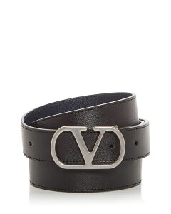 @eBm fB[X V[Y fbLV[Y U[ S Valentino Garavani Men's VLogo Reversible Leather Belt Black/Blue ubN
