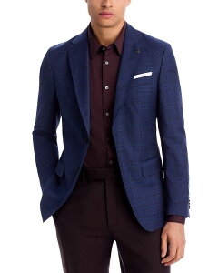 �{�X ���f�B�[�X �A�E�^�[ �W���P�b�g�E�u���]�� �X�����t�B�b�g �R�[�g BOSS Hutson Slim Fit Plaid Sport Coat Dark Blue �u���[