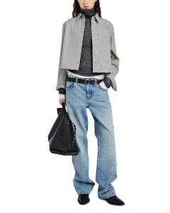 �v���G���U �X�N�[���[ ���f�B�[�X �g�b�v�X �V���c �R�b�g�� Proenza Schouler White Label Olive Shirt in Stripe Cotton Parchment/Dark Teal �e�B�[��
