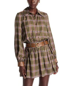 ���C�~�[ �u���b�N ���f�B�[�X �g�b�v�X �����s�[�X Ramy Brook Jim Belted Dress Deep Olive Plaid �I���[�u