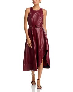 �T���N �Z�v�g ���f�B�[�X �g�b�v�X �����s�[�X ���U�[ �t�F�C�N���U�[ Cinq Sept Zelda Faux Leather Dress Wineberry