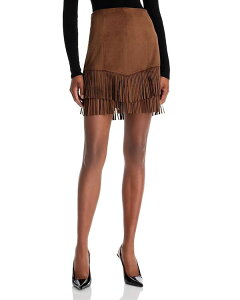���W�����X ���f�B�[�X �{�g���X �X�J�[�g �~�j �X�G�[�h �t�����W L'AGENCE Lyle Faux Suede Fringe Mini Skirt Carafe Brown �u���E��