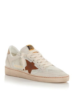 �S�[���f���O�[�X ���f�B�[�X �V���[�Y �X�j�[�J�[ ���b�V�� ���U�[ Golden Goose Women's Ball Star Mesh & Leather Sneakers White/Buttercream �z���C�g
