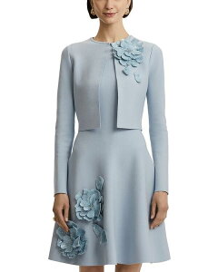 IXJ[ f  ^ fB[X AE^[ WPbgEu] WPbg Oscar de la Renta Fitted Jacket with Peony Embellishment Light Blue u[