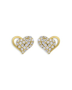 ANA fB[X ANZT[ sAXECO AQUA Pav Cubic Zirconia Heart Stud Earrings - Exclusive Gold S[h