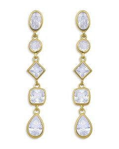 ANA fB[X ANZT[ sAXECO AQUA Bezel Set Multi-Shape Cubic Zirconia Linear Drop Earrings - Exclusive Gold S[h