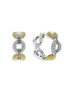 SX fB[X ANZT[ sAXECO LAGOS 18K Yellow Gold & Sterling Silver Caviar Lux Diamond Link Hoop Earrings Silver Vo[