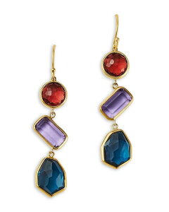 Cb|X^ fB[X ANZT[ sAXECO IPPOLITA 18K Yellow Gold Rock Candy Triple Gemstone Mixed Cut Bezel Drop Earrings Gold S[h