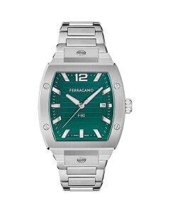 tFK fB[X ANZT[ rv FERRAGAMO F-80 Tonneau Watch 42 x 41.8mm Green/Silver O[