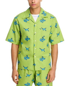 �}���j �����Y �g�b�v�X �V���c �v�����g Marni Printed Short Sleeve Button Front Camp Shirt Kiwi