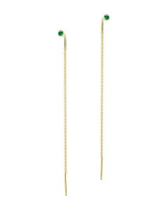 ][VbR fB[X ANZT[ sAXECO Zo Chicco 14K Yellow Gold Emerald Gemstones Emerald Threader Earrings Gold S[h