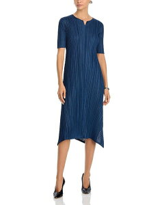 �v���[�c �v���[�Y �C�b�Z�C �~���P ���f�B�[�X �g�b�v�X �����s�[�X �v���[�c PLEATS PLEASE ISSEY MIYAKE Pleated Vented Hem Dress Navy �l�C�r�[