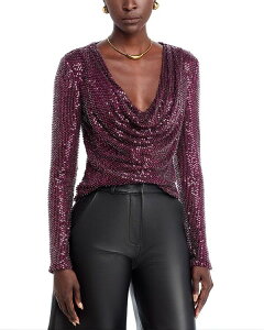 ���C�~�[ �u���b�N ���f�B�[�X �g�b�v�X �V���c Ramy Brook Leon Beaded Cowlneck Top Blackberry