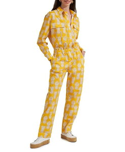���E�_�u���E�W�F�C ���f�B�[�X �g�b�v�X �W�����v�X�[�c La DoubleJ Aviator Jumpsuit Pineapple Sunflower Yellow �C�G���[