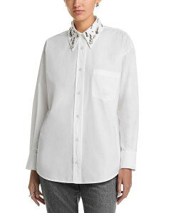�t�@�r�A�i �t�B���b�s ���f�B�[�X �g�b�v�X �V���c Fabiana Filippi Poplin Rhinestone Oversized Shirt Bianco Ottico/Burro