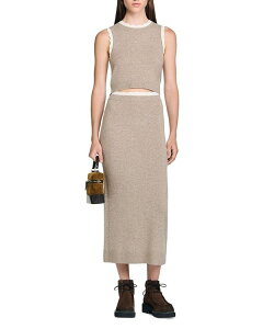 �T���h�� ���f�B�[�X �{�g���X �X�J�[�g �~�f�B Sandro Two Tone Midi Skirt Caramel