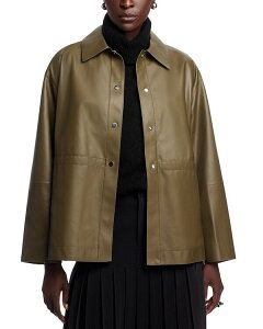 t@CGbgtH[GCg fB[X AE^[ WPbgEu] U[ WPbg Lafayette 148 New York Lightweight Lambskin Leather Gathered Waist Oversized Jacket Garland Green O[