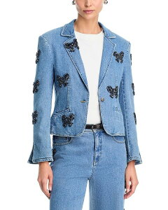 �T���N �Z�v�g ���f�B�[�X �A�E�^�[ �W���P�b�g�E�u���]�� �v�` �u���U�[ Cinq Sept Rhinestone Bow Le Petite Khloe Blazer Blue Haze/Sapphire �u���[