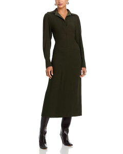 ���B�N�g���A �x�b�J�� ���f�B�[�X �g�b�v�X �����s�[�X �|���V���c Victoria Beckham Long Sleeve Polo Collar Dress Dark Olive �I���[�u
