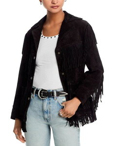 _ fB[X AE^[ WPbgEu] XG[h tW WPbg RE/DONE Suede Fringe Jacket Black ubN
