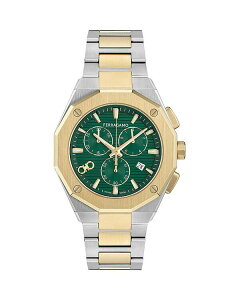 tFK fB[X ANZT[ rv FERRAGAMO Edge Chrono Bracelet Watch 42mm Green/Two Tone O[