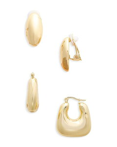 ANA fB[X ANZT[ sAXECO AQUA Square Hoop & Clip On Stud Earrings Set of 2 - Exclusive Gold S[h