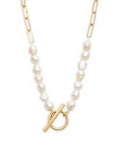 ANA fB[X ANZT[ lbNXE`[J[Ey_ggbv [X AQUA Imitation Pearl Paperclip Link Toggle Necklace 15" - Exclusive Gold/White zCg