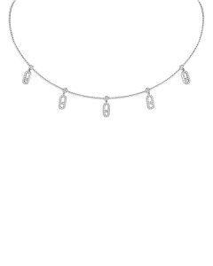 ���V�J ���f�B�[�X �A�N�Z�T���[ �l�b�N���X�E�`���[�J�[�E�y���_���g�g�b�v ���[�X Messika 18K Gold Move Uno Diamond Pav Pampille Choker Necklace White Gold �z���C�g