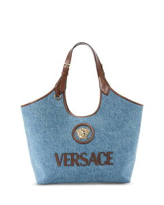 FT[` fB[X obO g[gobO fj U[ Versace La Medusa Denim & Leather Tote Denim fj