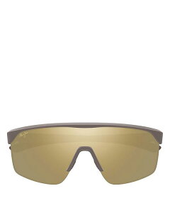 }ECW fB[X ANZT[ TOXEACEFA Maui Jim Hawaii Glow Paluna Rectangular Mask Sunglasses, 100mm Brown