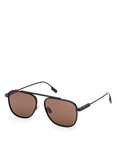 [jA fB[X ANZT[ TOXEACEFA ZEGNA Geometric Sunglasses 57mm black/Brown ubN