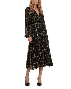 �G���� ���f�B�[�X �g�b�v�X �����s�[�X �v�����g Elan Geometric Print Long Sleeve Dress Black Geo �u���b�N