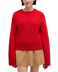 �K�j�[ ���f�B�[�X �A�E�^�[ �j�b�g�E�Z�[�^�[ �N���[�l�b�N �E�[�� GANNI Wool Blend Crewneck Chunky Cable Sweater Mars Red ���b�h