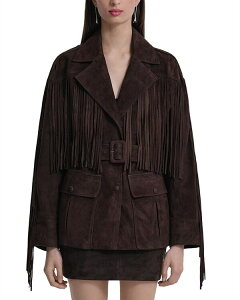 m[n}[ fB[X AE^[ WPbgEu] XG[h tW Nour Hammour Cassidy Suede Fringe Jacket Mocha J